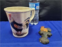 Plastic Rooster Cup & Metal Rooster