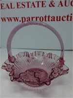 Fenton dark pink ruffled basket
