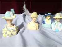 SET OF FOUR PORCELAIN BISQUE LADIES