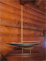 Vintage Hand Crafted Wooden Model Ship