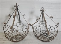 (2) Metal Wire Hanging Plant Baskets