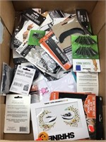 Box of Halloween accessories and makeup
