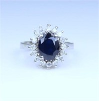 Beautiful Blue Sapphire and Diamond Ring