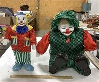 2 Ceramic Clowns -  both 12in
