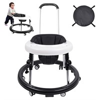 Double Push Handle Baby Walker, Foldable 9-Gear He