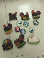 Refrigerator magnets roosters pig plus others
