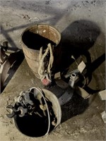 Wood nail keg & bucket of tools