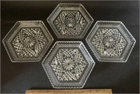 (4)VINTAGE FOOTED HEXAGON SHAPPED SERVING DISHES-
