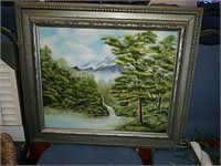 Mountain scene painting framed