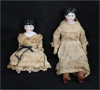 2 Early Porcelain Head Dolls