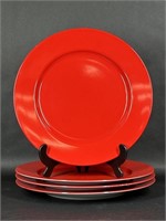 Set of 4 Fitz Floyd Solid Red Fine Porcelain Plate