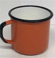 Orange enamel cup