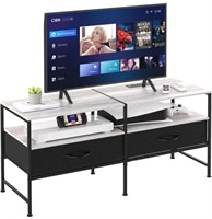 FOGEIN TV STAND WITH FABRIC DRAWERS AND CHARGING