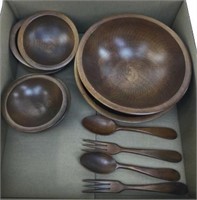 (12pc) Woodcroftery Bowls & Utensils