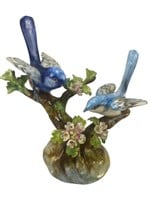 Crown Staffordshire Pair Blue Birds Floral Branch