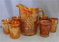 Grape & Gothic Arches 7 pc. water set  - marigold