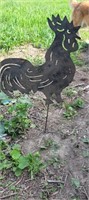 metal rooster yard stake