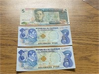 3 PHILIPPINES BANK NOTES