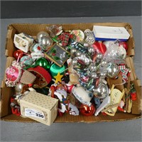 Tray Lot of Assorted Christmas Ornaments