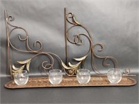 Elements Tray with Iron Brackets & Candle Holders