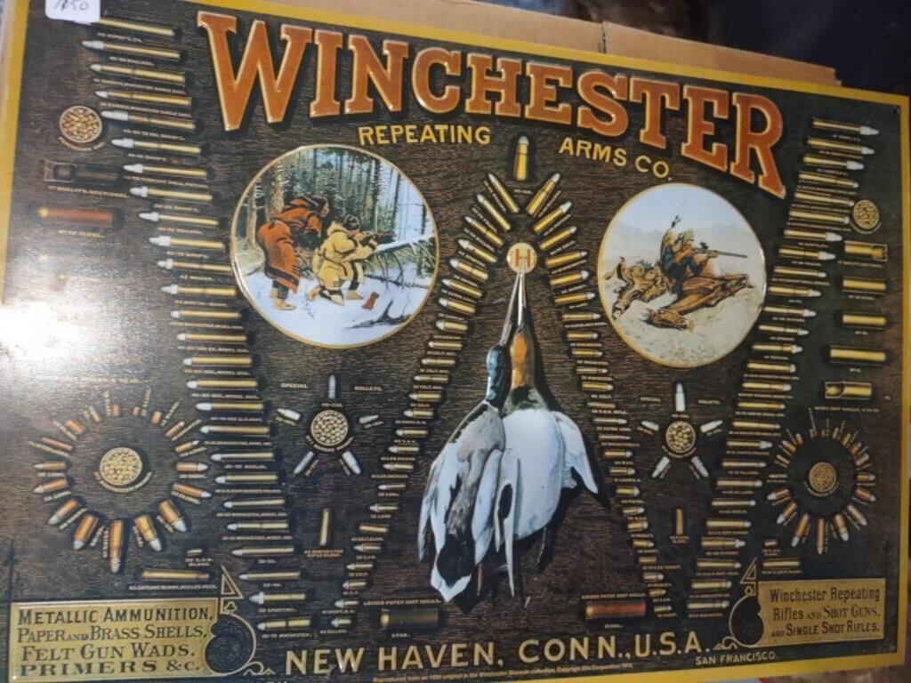 Winchester Tin Sign, 10" x 16"