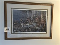 Framed Zoellick grouse print S/N 27" x 36"
