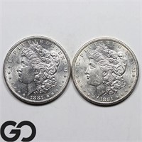2x 1881-S Morgan Silver Dollar