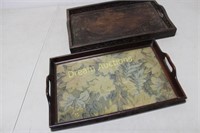 2 Antique Wooden Trays 11.5x18