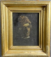 Antique Oil On Canvas Portrait
