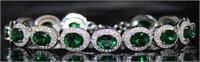 Elegant 24.50 ct Oval Emerald Tennis Bracelet