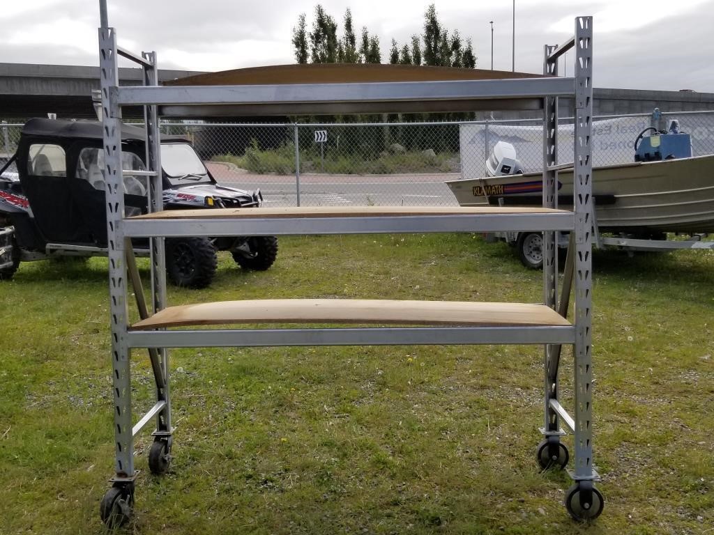 Heavy duty metal cart with 3 Particle Board with h