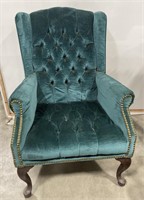 (S) Green Upholstered Armchair (26”x27”x38.5”)