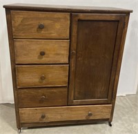 (AF) Wooden Dresser with 5 Drawers and 1 Door
