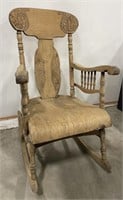 (S) Wooden Rocking Chair With Engraved Designs