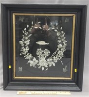 Antique Victorian Mourning Wreath Shadowbox