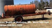 1000 gal Water Tank on Trailer, Loc: South of