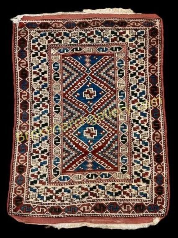 Semi Antique Caucasian Throw Rug