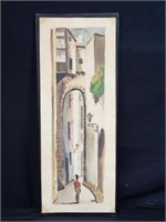 Vintage framed watercolor on paper, signed Tino