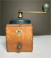 French Blue Peugeot Coffee Grinder Old Dovetailed