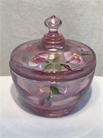 Fenton "Purple Floral" Pink Glass Candy Dish