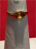 14 karat gold ring. Size 4 1/2. Single citrine