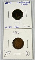 1894 & 1880 Indian Head Cent