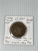 1846 Large Cent Tall Date Braided Hair