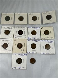 (13) Indian Cents