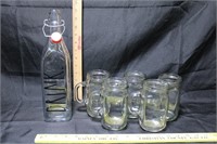 Set of Mason Jar Glasses & Bottle