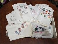 Vintage dish towels, embroidered & printed mixed