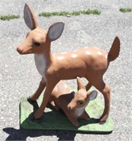2 Cement Deer Statues