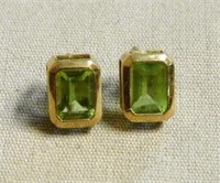 Peridot and 14KT Yellow Gold Stud Earrings.