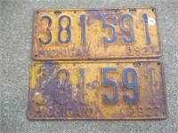 Pair of Matching 1927 Michigan License Plates.