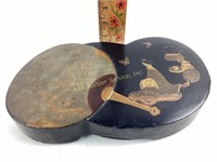 Antique Japanese lacquer fan box Meiji Period